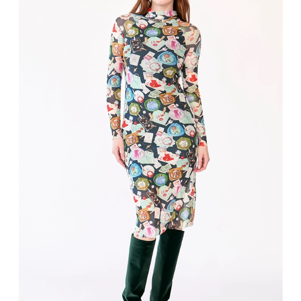 Rachel Antonoff Lilith Multicolor Graphic Dress